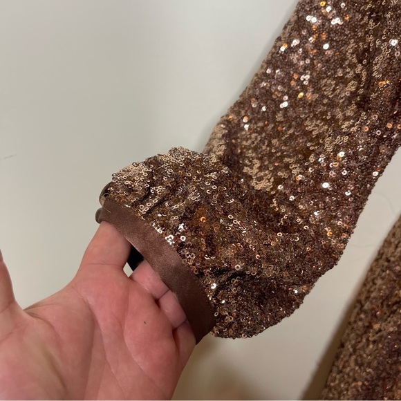 Emerson Fry Frances Rose Gold Chestnut Sequin Maxi Dress sz S - Picture 8 of 10
